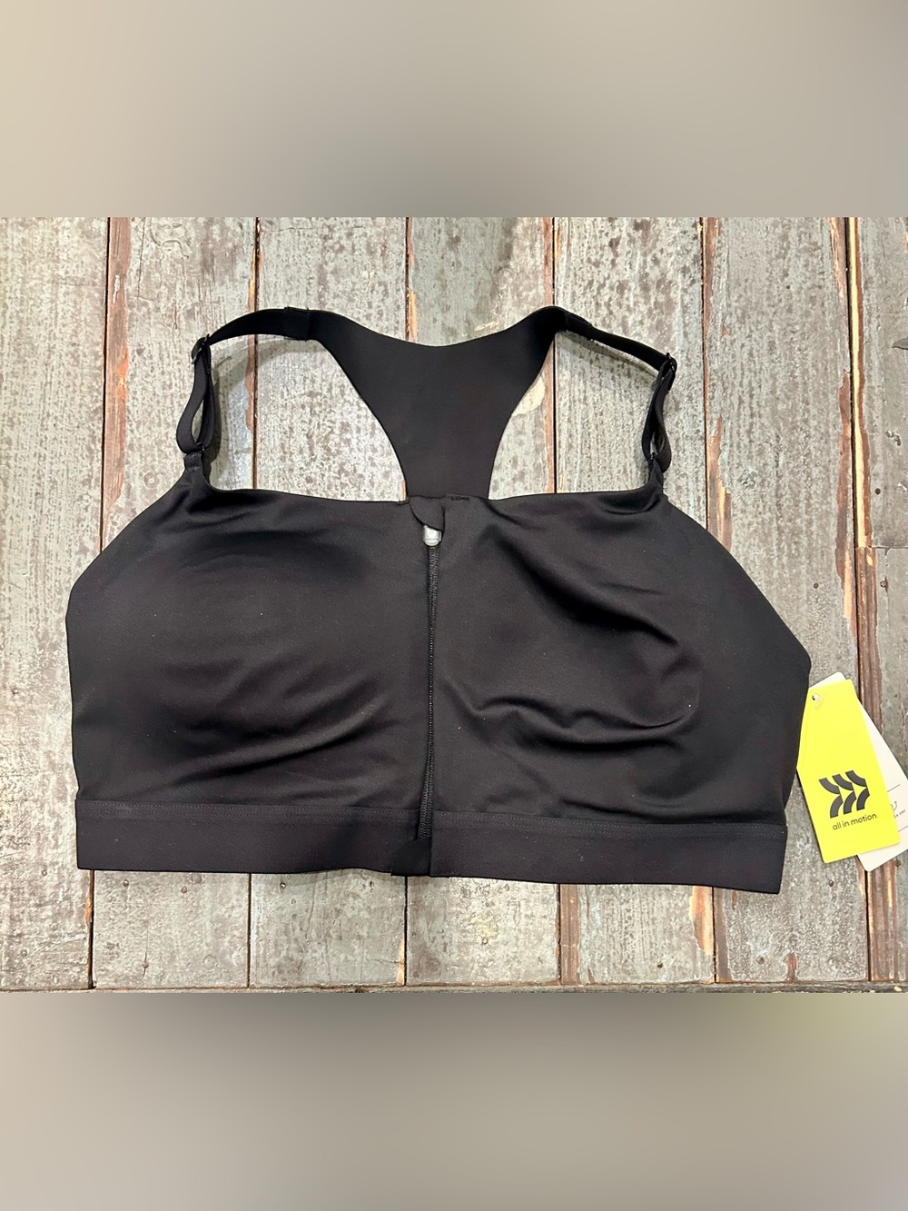 NWT All in Motion Sculpt Zip Front High Support Sports Bra Black 34DD 🖤